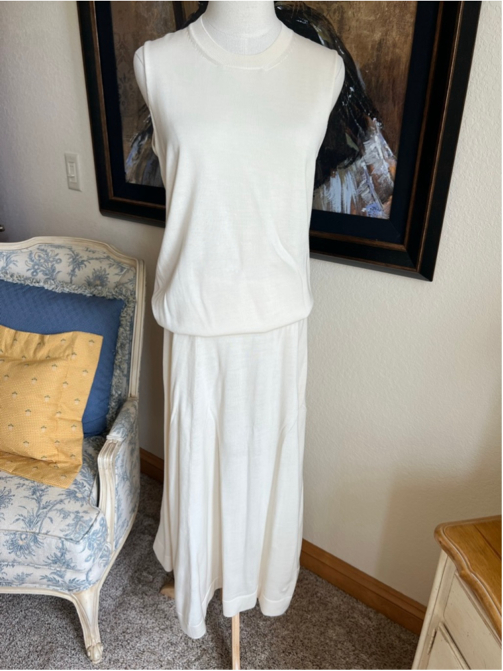 NWOT Jil Sander White Sleeveless Knit Dress Size 36-fits like a L